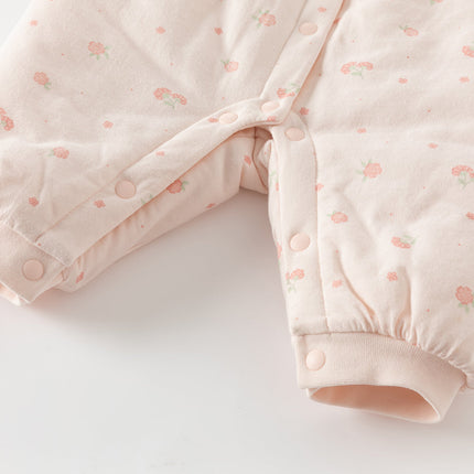 Baby Girls Sweet Pink Floral Print Soft Padded Rompers
