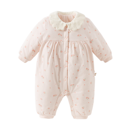 Baby Girls Sweet Pink Floral Print Soft Padded Rompers