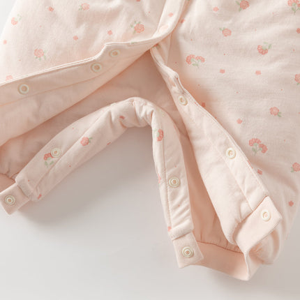 Baby Girls Sweet Pink Floral Print Soft Padded Rompers