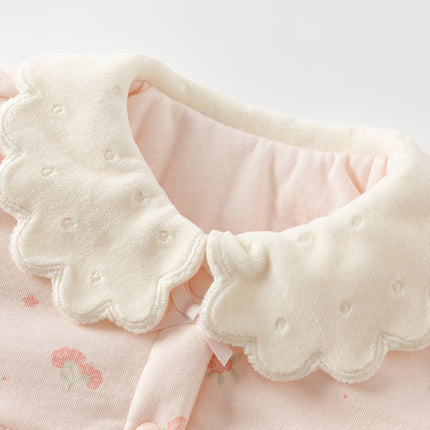 Baby Girls Sweet Pink Floral Print Soft Padded Rompers