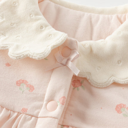 Baby Girls Sweet Pink Floral Print Soft Padded Rompers