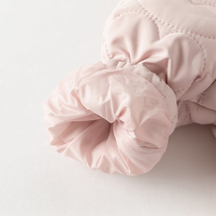 Newborn Girls Grey Pink Plush Turtle Long-sleeved Padded Rompers