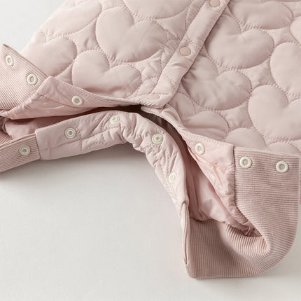 Newborn Girls Grey Pink Plush Turtle Long-sleeved Padded Rompers