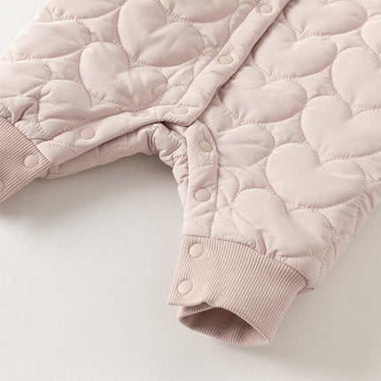 Newborn Girls Grey Pink Plush Turtle Long-sleeved Padded Rompers