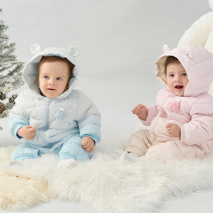 Baby Girls/Boys Winter Gradient-style Hooded Down One-pieces Rompers