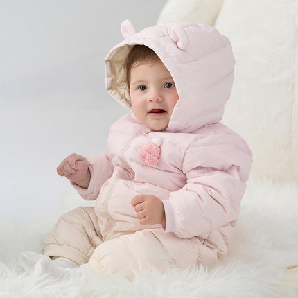 Baby Girls/Boys Winter Gradient-style Hooded Down One-pieces Rompers