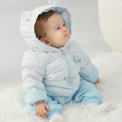 Baby Girls/Boys Winter Gradient-style Hooded Down One-pieces Rompers