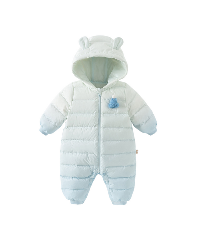 Baby Girls/Boys Winter Gradient-style Hooded Down One-pieces Rompers
