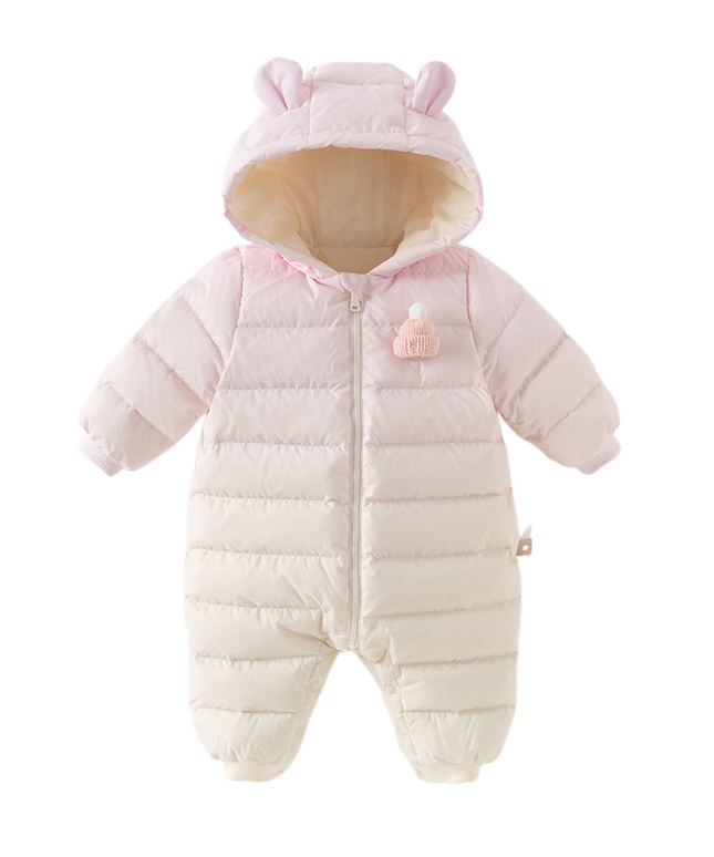 Baby Girls/Boys Winter Gradient-style Hooded Down One-pieces Rompers