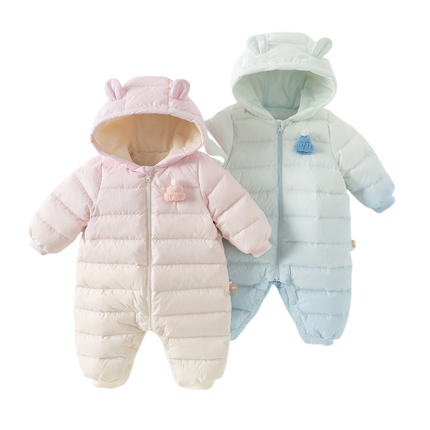 Baby Girls/Boys Winter Gradient-style Hooded Down One-pieces Rompers