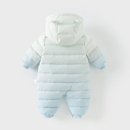 Baby Girls/Boys Winter Gradient-style Hooded Down One-pieces Rompers