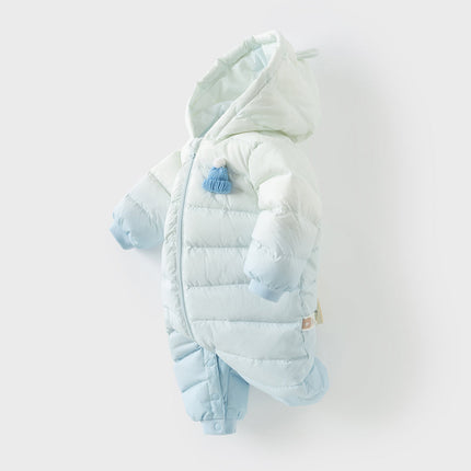 Baby Girls/Boys Winter Gradient-style Hooded Down One-pieces Rompers
