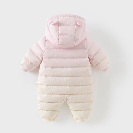 Baby Girls/Boys Winter Gradient-style Hooded Down One-pieces Rompers