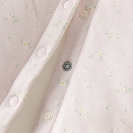 Baby Girls Pretty Floral Print Doll Collar Padded Plush-lined Warm Rompers