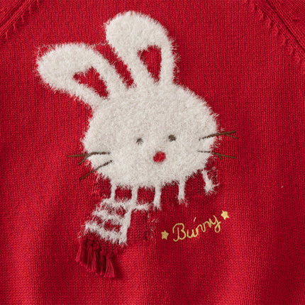 Toddler Girls Red Rabbit-print Sweaters Tops