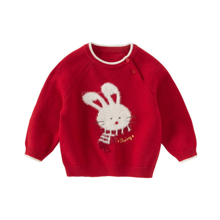 Toddler Girls Red Rabbit-print Sweaters Tops