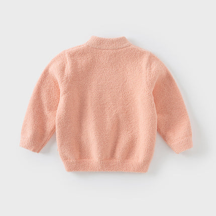 Toddler Girls Sweet Orange Pink Kitten Jacquard Turtle Soft Sweaters Tops