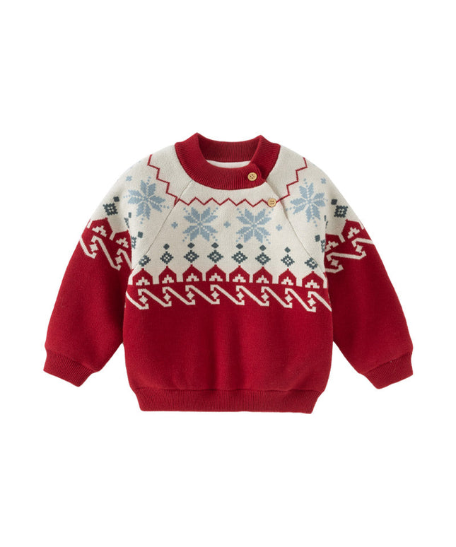 Toddler Girls/Boys Red Turtle Cozy Fleece-lined Christmas Sweaters Tops