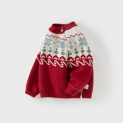 Toddler Girls/Boys Red Turtle Cozy Fleece-lined Christmas Sweaters Tops