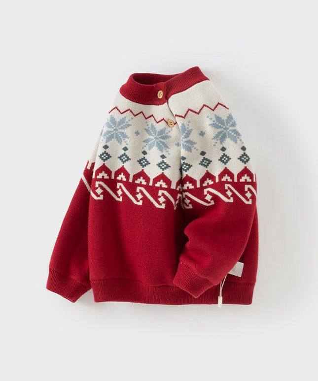 Toddler Girls/Boys Red Turtle Cozy Fleece-lined Christmas Sweaters Tops