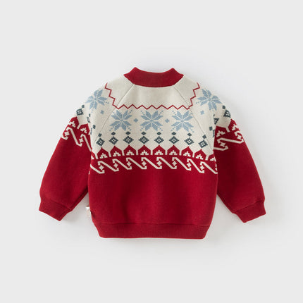 Toddler Girls/Boys Red Turtle Cozy Fleece-lined Christmas Sweaters Tops