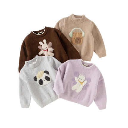 Toddler Girls/Boys Soft Cute Animal Jacquard Chenille Sweater Tops