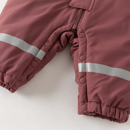 Baby Girls/Boys Outdoor Windproof Plush-lined Padded Hooded Cozy Rompers