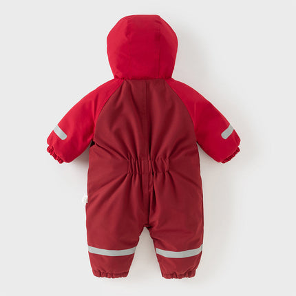 Baby Girls/Boys Outdoor Windproof Plush-lined Padded Hooded Cozy Rompers