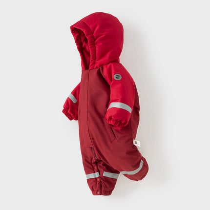 Baby Girls/Boys Outdoor Windproof Plush-lined Padded Hooded Cozy Rompers