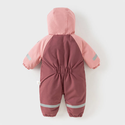 Baby Girls/Boys Outdoor Windproof Plush-lined Padded Hooded Cozy Rompers