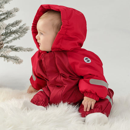 Baby Girls/Boys Outdoor Windproof Plush-lined Padded Hooded Cozy Rompers