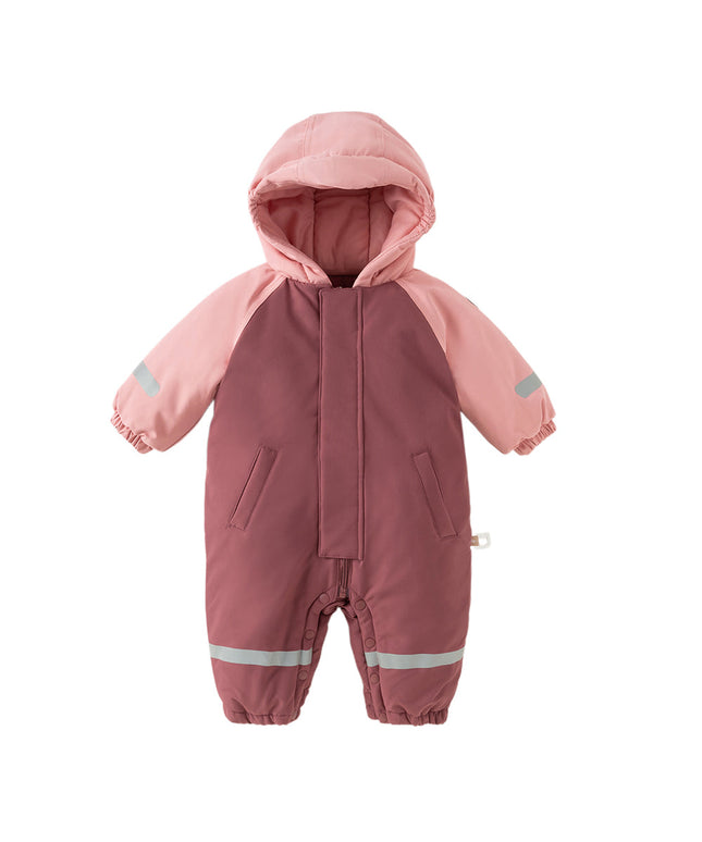 Baby Girls/Boys Outdoor Windproof Plush-lined Padded Hooded Cozy Rompers