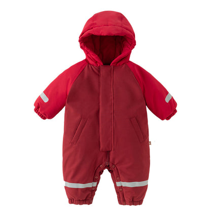 Baby Girls/Boys Outdoor Windproof Plush-lined Padded Hooded Cozy Rompers