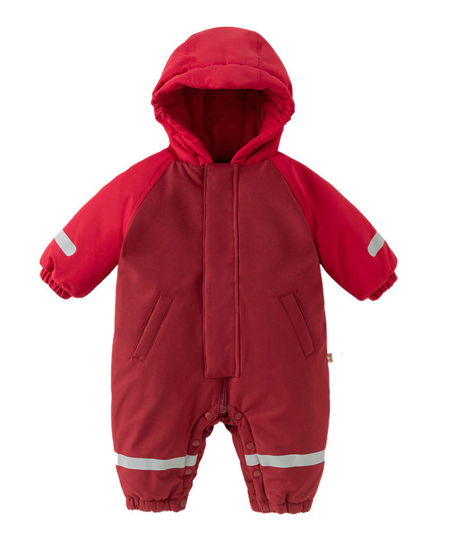 Baby Girls/Boys Outdoor Windproof Plush-lined Padded Hooded Cozy Rompers