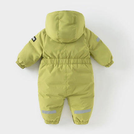 Baby Girls/Boys Winter Rose/Green Windproof Hooded Down Rompers