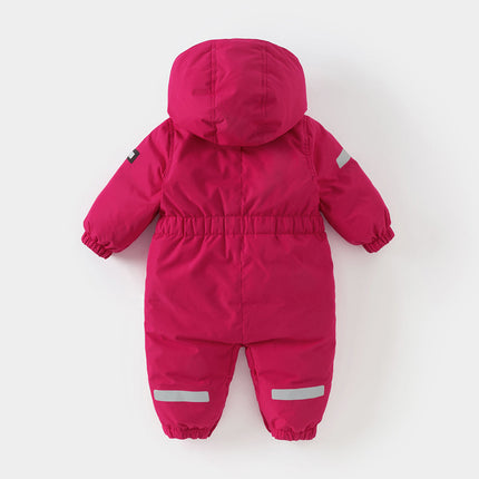 Baby Girls/Boys Winter Rose/Green Windproof Hooded Down Rompers