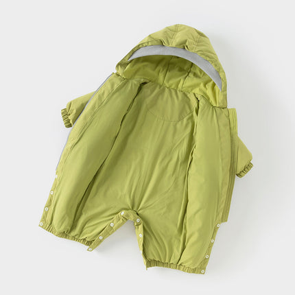 Baby Girls/Boys Winter Rose/Green Windproof Hooded Down Rompers