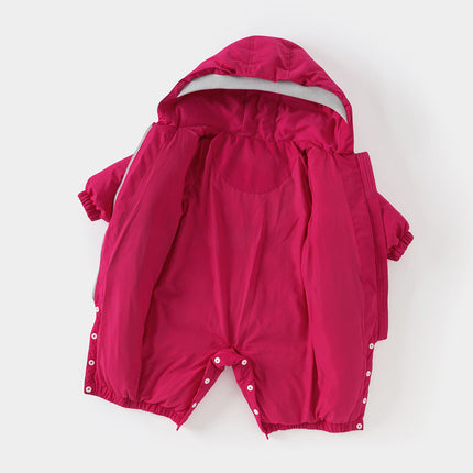 Baby Girls/Boys Winter Rose/Green Windproof Hooded Down Rompers