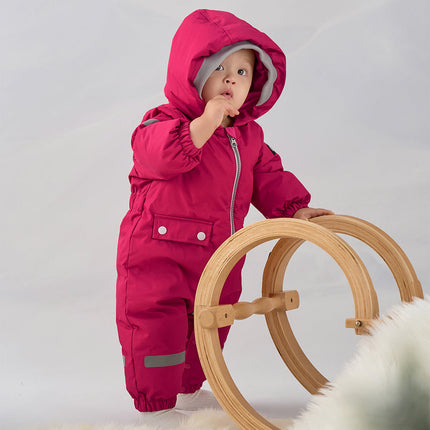 Baby Girls/Boys Winter Rose/Green Windproof Hooded Down Rompers