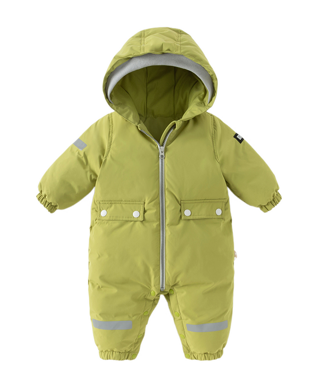 Baby Girls/Boys Winter Rose/Green Windproof Hooded Down Rompers