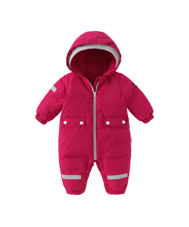 Baby Girls/Boys Winter Rose/Green Windproof Hooded Down Rompers