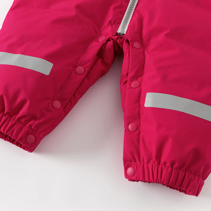 Baby Girls/Boys Winter Rose/Green Windproof Hooded Down Rompers