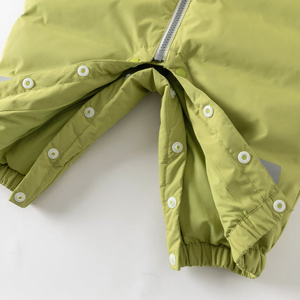 Baby Girls/Boys Winter Rose/Green Windproof Hooded Down Rompers