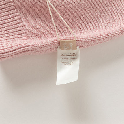 Kids Girls Sweet Pink Round Collar Long-sleeved Pullover Soft Sweaters Tops