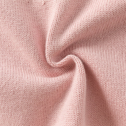 Kids Girls Sweet Pink Round Collar Long-sleeved Pullover Soft Sweaters Tops
