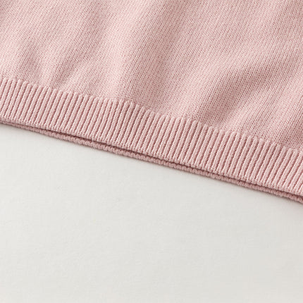 Kids Girls Sweet Pink Round Collar Long-sleeved Pullover Soft Sweaters Tops