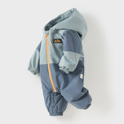 Baby Girls/Boys  Grey Blue/Grey Pink Long sleeve Waterproof Hooded Rompers