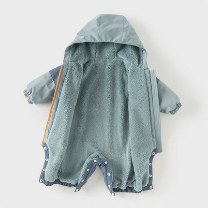 Baby Girls/Boys  Grey Blue/Grey Pink Long sleeve Waterproof Hooded Rompers