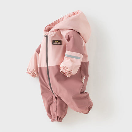 Baby Girls/Boys  Grey Blue/Grey Pink Long sleeve Waterproof Hooded Rompers