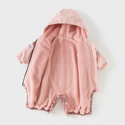 Baby Girls/Boys  Grey Blue/Grey Pink Long sleeve Waterproof Hooded Rompers